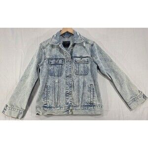 Abercrombie & Fitch Oversized Denim Trucker Jacket Women's S Distressed